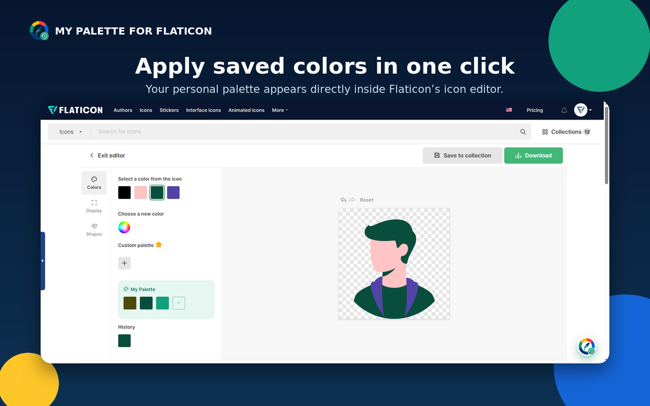 One-click apply inside the icon editor